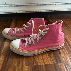 Converse Pink and Orange Plaid High-Tops